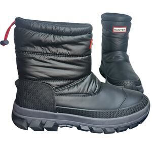 Hunter Original Insulated Snow Boots Black Waterproof Sz 10 Winter Pull-On